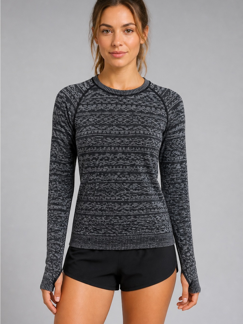 lululemon athletica Charcoal Patterned Crewneck Sweatshirt